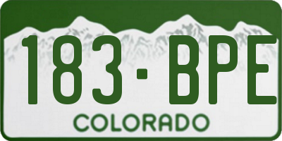 CO license plate 183BPE