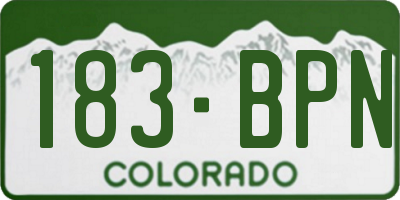 CO license plate 183BPN