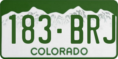 CO license plate 183BRJ