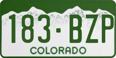 CO license plate 183BZP