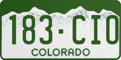 CO license plate 183CIO