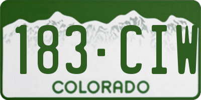 CO license plate 183CIW