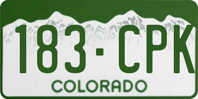 CO license plate 183CPK
