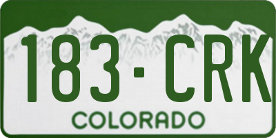 CO license plate 183CRK