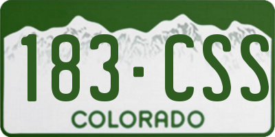 CO license plate 183CSS