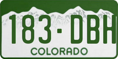 CO license plate 183DBH