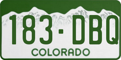 CO license plate 183DBQ