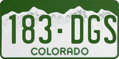 CO license plate 183DGS