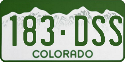 CO license plate 183DSS