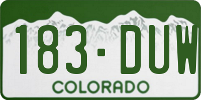 CO license plate 183DUW