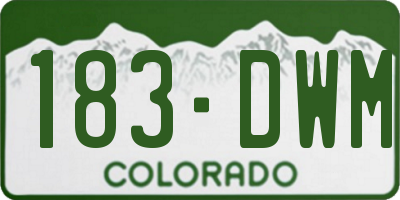 CO license plate 183DWM