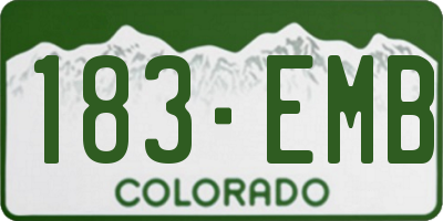 CO license plate 183EMB
