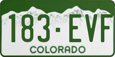 CO license plate 183EVF