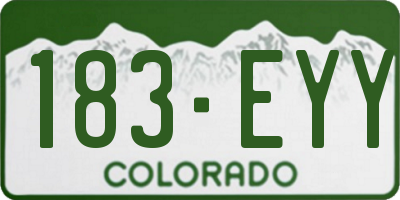 CO license plate 183EYY