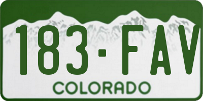 CO license plate 183FAV