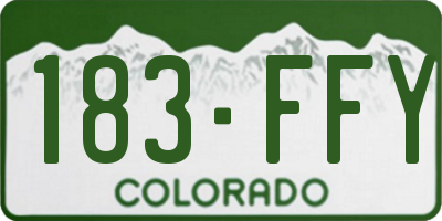 CO license plate 183FFY