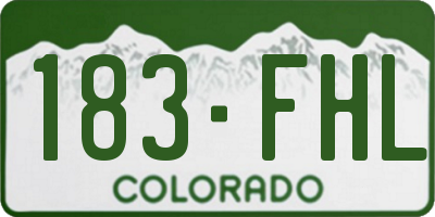 CO license plate 183FHL