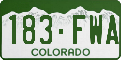 CO license plate 183FWA