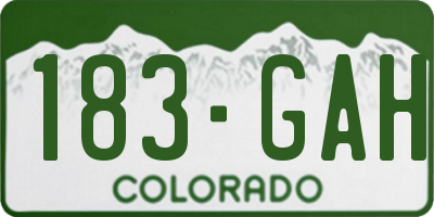 CO license plate 183GAH