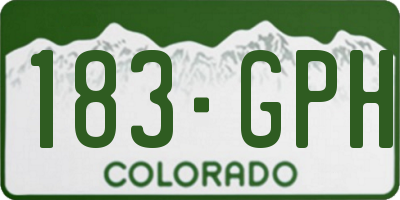 CO license plate 183GPH