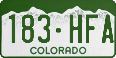 CO license plate 183HFA