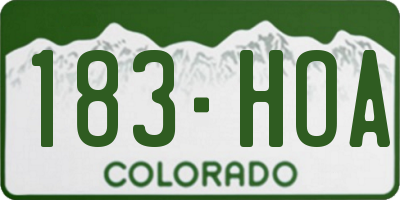 CO license plate 183HOA