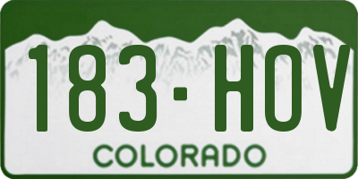 CO license plate 183HOV