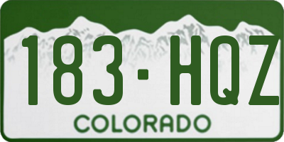 CO license plate 183HQZ