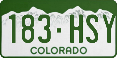 CO license plate 183HSY