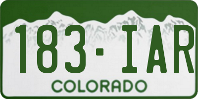 CO license plate 183IAR