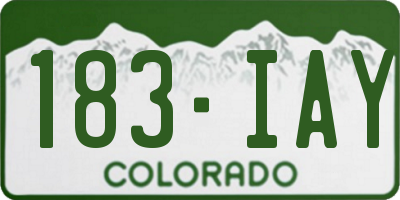 CO license plate 183IAY