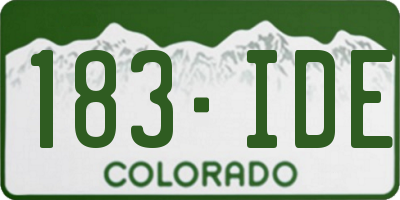 CO license plate 183IDE