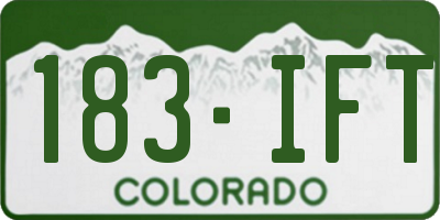 CO license plate 183IFT