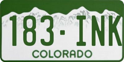 CO license plate 183INK