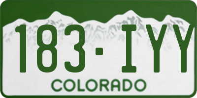 CO license plate 183IYY
