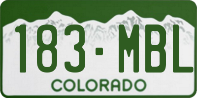 CO license plate 183MBL