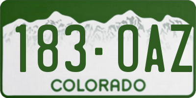 CO license plate 183OAZ