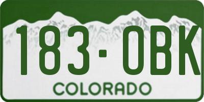 CO license plate 183OBK