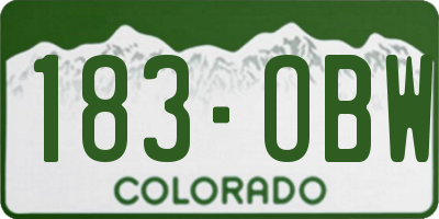 CO license plate 183OBW