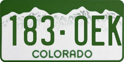 CO license plate 183OEK