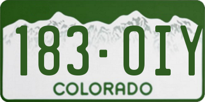 CO license plate 183OIY
