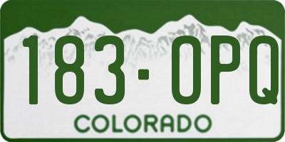 CO license plate 183OPQ