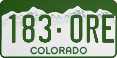 CO license plate 183ORE