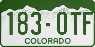 CO license plate 183OTF