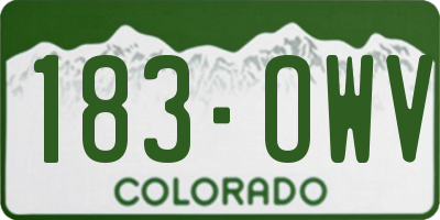 CO license plate 183OWV