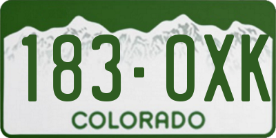 CO license plate 183OXK