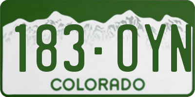 CO license plate 183OYN