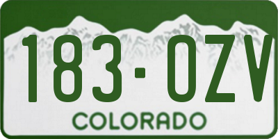 CO license plate 183OZV