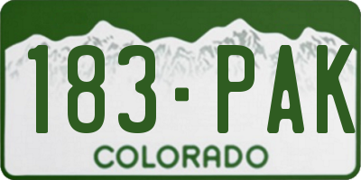 CO license plate 183PAK