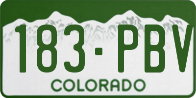 CO license plate 183PBV